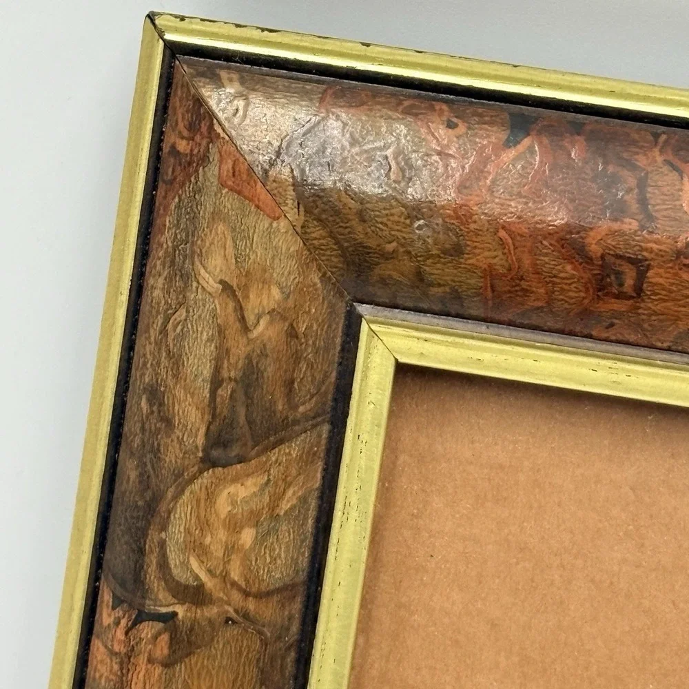 Florentine Style Picture Frame 8x10 Gold Floral Painted 1990s Vintage Wall Hang